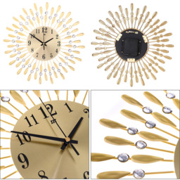Crystal Sun-Shaped Wall Clock - Gold - thumbnail 4