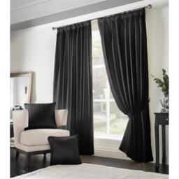 Adiso Pencil Pleat Taped Top Curtains - Black / 117cm / 229cm - thumbnail 3