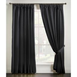 Adiso Pencil Pleat Taped Top Curtains - Black / 117cm / 229cm - thumbnail 2