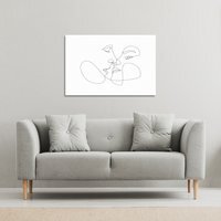 couple kiss in line art Canvas Print - White / 101cm / 127cm - thumbnail 1