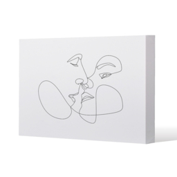 couple kiss in line art Canvas Print - White / 101cm / 127cm - thumbnail 2