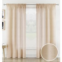 Rhodes Linen-Look Plain Sheer Voile Panels - Pair - Natural / 229cm