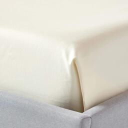 1000 Thread Count Egyptian Cotton Flat Sheet Satin Feel - Cream / Single - thumbnail 3