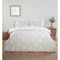 Fern Floral Duvet Cover Pillowcase  Fitted Sheet Set - Grey / King - thumbnail 2