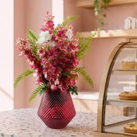 Dark Pink Artificial Delphinium Flower Arrangement Pink Vase - 70cm Dark Pink Delphinium Glass Vase