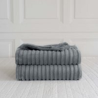 Snug Soft Chunky Ribbed Cord Plush Throw Blanket - Silver / 100x150 - image 1
