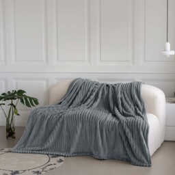 Snug Soft Chunky Ribbed Cord Plush Throw Blanket - Silver / 100x150 - thumbnail 5