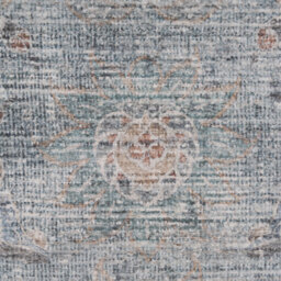 Navy Vintage Fringed Area Rug - Mid Blue / 170cm - thumbnail 4