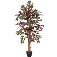 Homescapes Red and Green Artificial Capensia Tree with Real Wood Trunk, 4 Ft - Red and green - image 1
