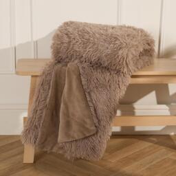 Sienna Fluffy Shaggy Blanket Throw Over Sofa Bed Fleece - Natural - thumbnail 3