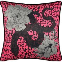 Serpentine Animal Print Cushion - Pink-Charcoal / Polyester - image 1