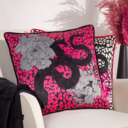 Serpentine Animal Print Cushion - Pink-Charcoal / Polyester - thumbnail 4