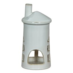Rhea Medium Lighthouse Tealight Holder Coastal Ceramic Decor - White - thumbnail 3