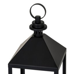 Astra Medium Lantern with Glass Candle Holder Elegant Indoor Outdoor Decor - Black - thumbnail 2