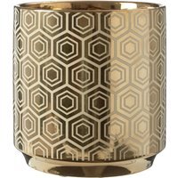 Hexa Small Gold and Cream Ceramic  Planter - Gold