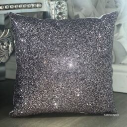 Gunmetal Sparkly Full Glitter Cushion - Gunmetal - thumbnail 2