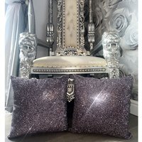 Gunmetal Sparkly Full Glitter Cushion - Gunmetal