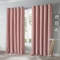 Teddy Soft Fully Lined Curtain Pair - Blush Pink / 90in