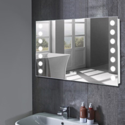 LED Bathroom Mirror with Clock - Silver / Bathroom MirrorWall Mirror - thumbnail 2