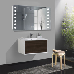 LED Bathroom Mirror with Clock - Silver / Bathroom MirrorWall Mirror - thumbnail 3