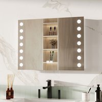 LED Bathroom Mirror with Clock - Silver / Bathroom MirrorWall Mirror - thumbnail 1