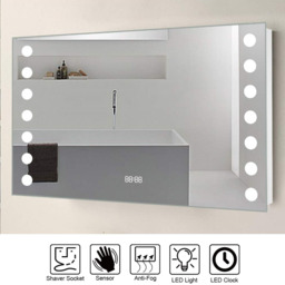 LED Bathroom Mirror with Clock - Silver / Bathroom MirrorWall Mirror - thumbnail 5