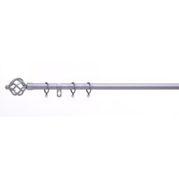 19 mm Extendable Metal Curtain Poles Rods - Satin Steel / 120cm - thumbnail 2