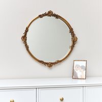Round Gold Ornate Wall Mirror 56cm x 56cm - Gold