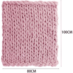 Chunky Knit Throw Blanket in Pink - Pink / 80x100 cm - thumbnail 4