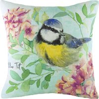 Spring Birds Blue Tit Printed Cushion - Multicolour / 80 Polyester 20 Feather