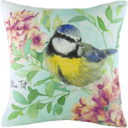 Spring Birds Blue Tit Printed Cushion - Multicolour / 80 Polyester 20 Feather - thumbnail 2