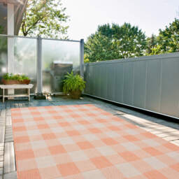 Ecology Collection Checkered Outdoor Rug - Orange / 140cm - thumbnail 2