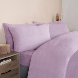 Teddy Fleece Duvet Cover Set - Lilac / Double - thumbnail 3