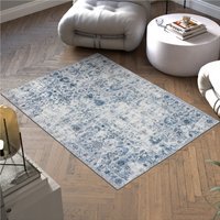 Vintage Rug Amara - faded design, machine washable, non-slip - Blue / 170cm