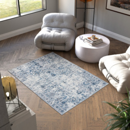 Vintage Rug Amara - faded design, machine washable, non-slip - Blue / 170cm - thumbnail 2