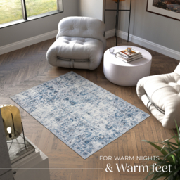 Vintage Rug Amara - faded design, machine washable, non-slip - Blue / 170cm - thumbnail 3