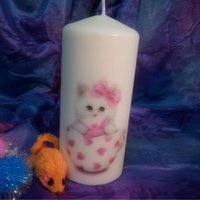 Pillar Candle Adorable Kittens - White / 1