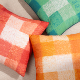 Alma Check Polyester Filled Cushion - Pink - thumbnail 4