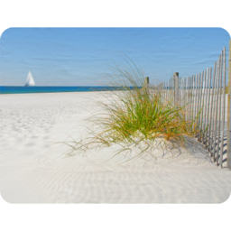Dune Fence By Sea Grass With Sailboat On Horizon Blanket - Blue - thumbnail 2