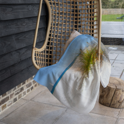 Dune Fence By Sea Grass With Sailboat On Horizon Blanket - Blue - thumbnail 4