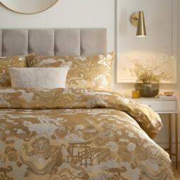 Baransu Jacquard Duvet Cover Set - Gold / King - thumbnail 4