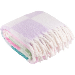 Maisie Checked Tasselled Throw - Citrus/Blush - thumbnail 4