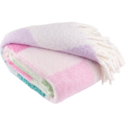 Maisie Checked Tasselled Throw - Citrus/Blush - thumbnail 3