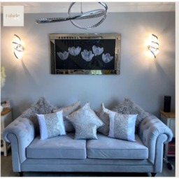 White And Silver Sparkly Glitter Panel Cushion - White - thumbnail 3