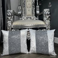 White And Silver Sparkly Glitter Panel Cushion - White