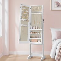 SONGMICS Full-Length Mirror Jewellery Cabinet, Lockable Jewellery Organiser - White