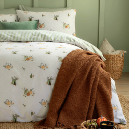 Pumpkin Spice Brushed Cotton Reversible Duvet Cover Set - White / Double - thumbnail 3