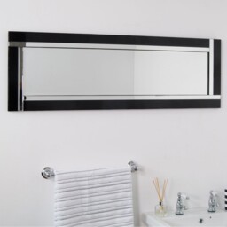 MirrroOutlet Calder Black Glass Venetian Mirror 120 x 40cm - Black - thumbnail 3