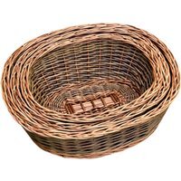 Set of 3 Two Tone Green Oval Willow Trays - Brown