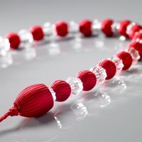 Pair of Beaded Rope Curtain Tie Backs - Red